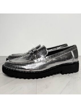Franco Sarto Cassandra Silver Embossed Penny Loafer 8M